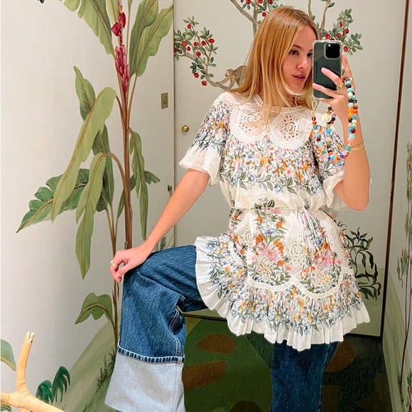 FARM Rio Sweet Bloom Bouquet Short-Sleeve Mini Dress